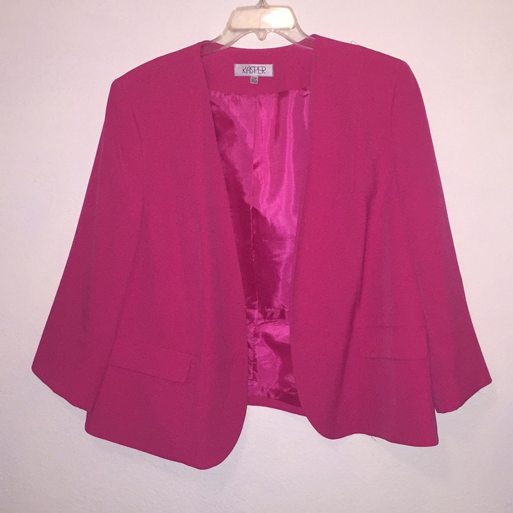 Kasper Hot Pink Open-Front Blazer
